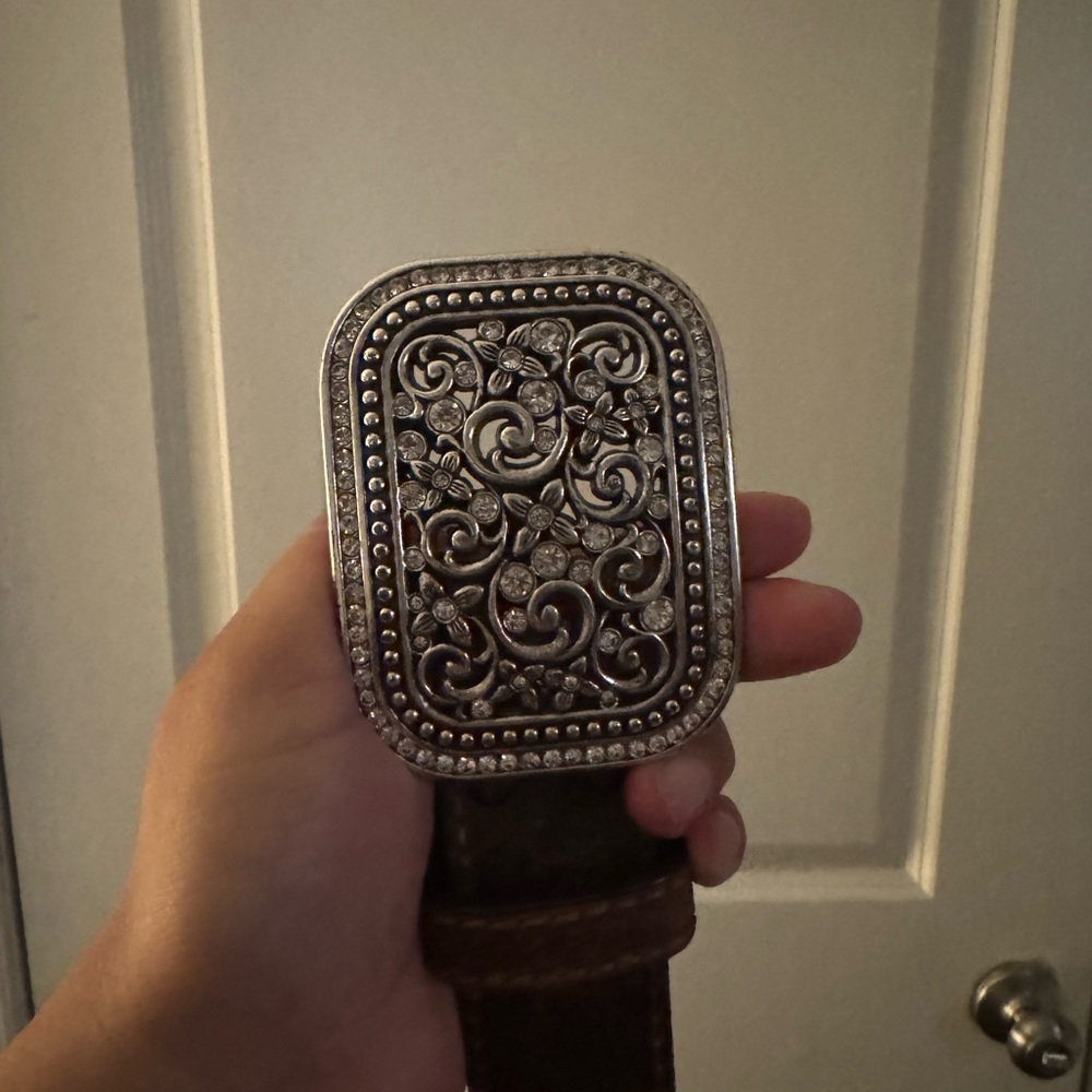 Glitz Silver and Brown Western Belt